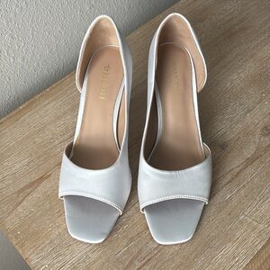 BLHDN White Satin D’orsay Peep-Toe Heels